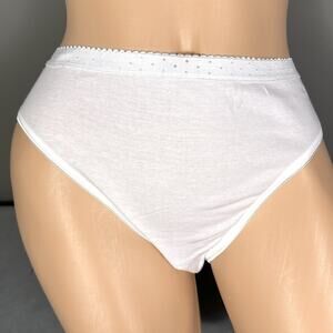 Vintage Olga Hi-Cut Briefs Style 23001SC Size 8 XL White 100% Cotton Panties